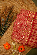 Designer Red Gajji Silk Saree