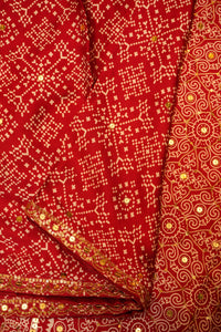 Designer Red Gajji Silk Saree