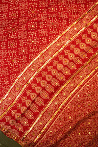 Designer Red Gajji Silk Saree