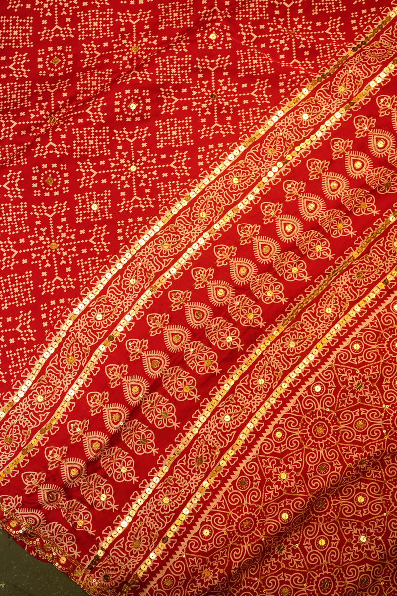 Designer Red Gajji Silk Saree