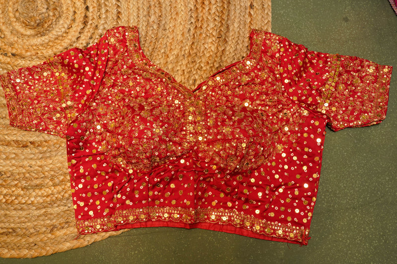 Designer Red Gajji Silk Saree