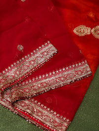 Designer Orange Banarasi Organza Saree