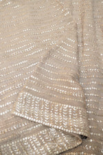 Handwoven Grey Banarasi Georgette Saree