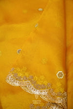 Handwoven Yellow Banarasi Organza Saree