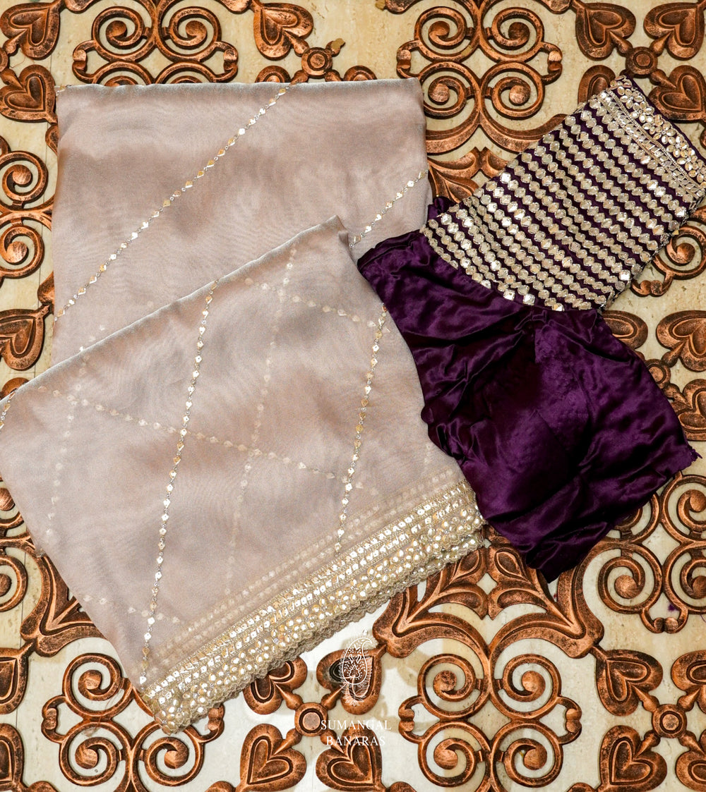 Handwoven Lavender Banarasi Organza Saree