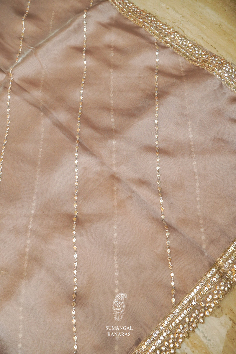 Handwoven Lavender Banarasi Organza Saree