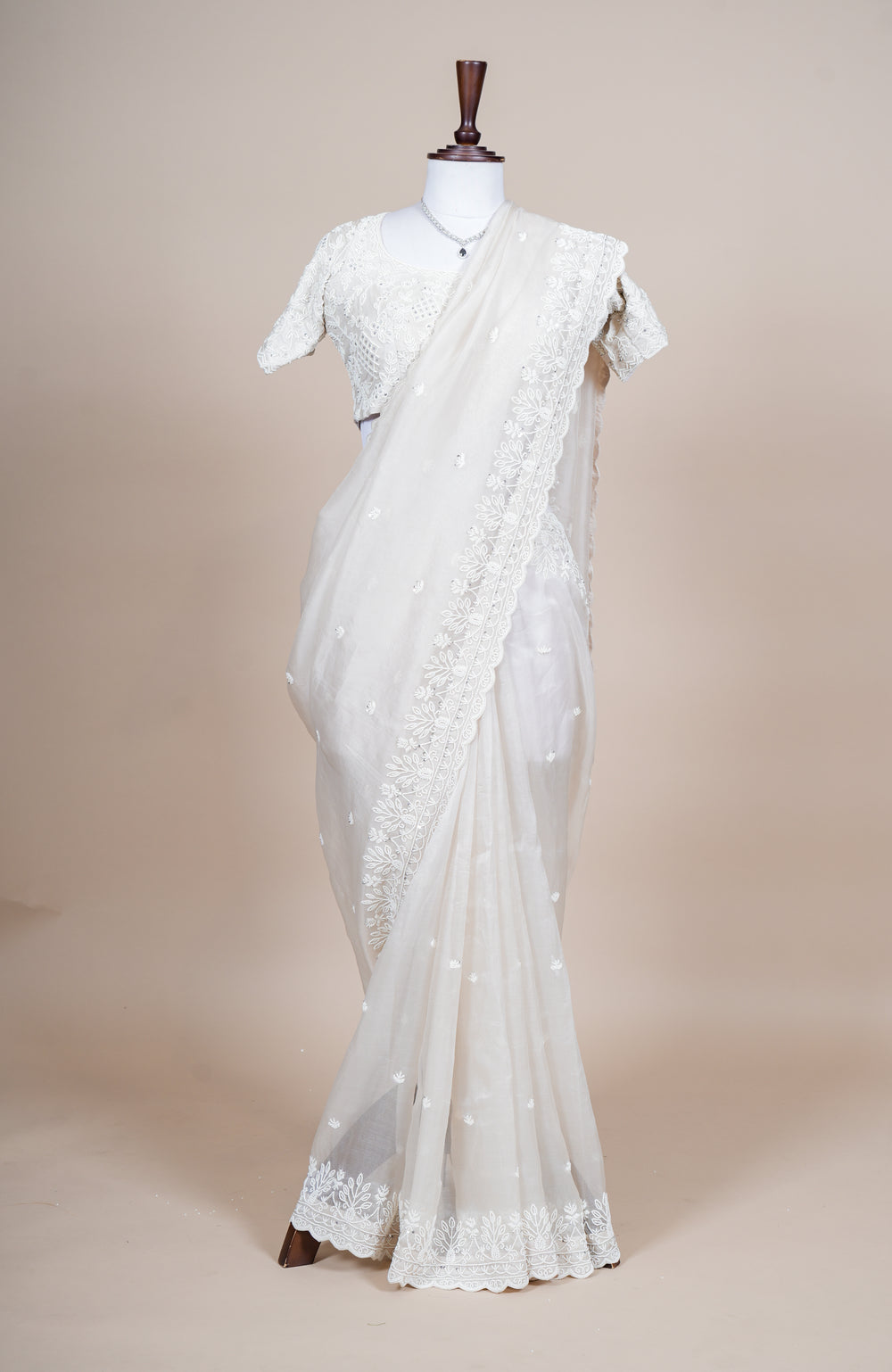 Designer White Organza Saree