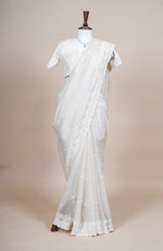 Designer White Organza Saree