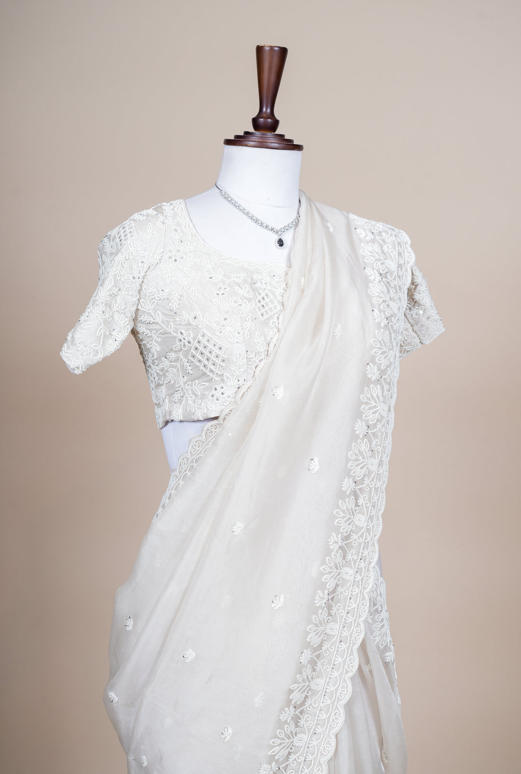 Designer White Organza Saree