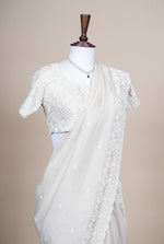 Designer White Organza Saree