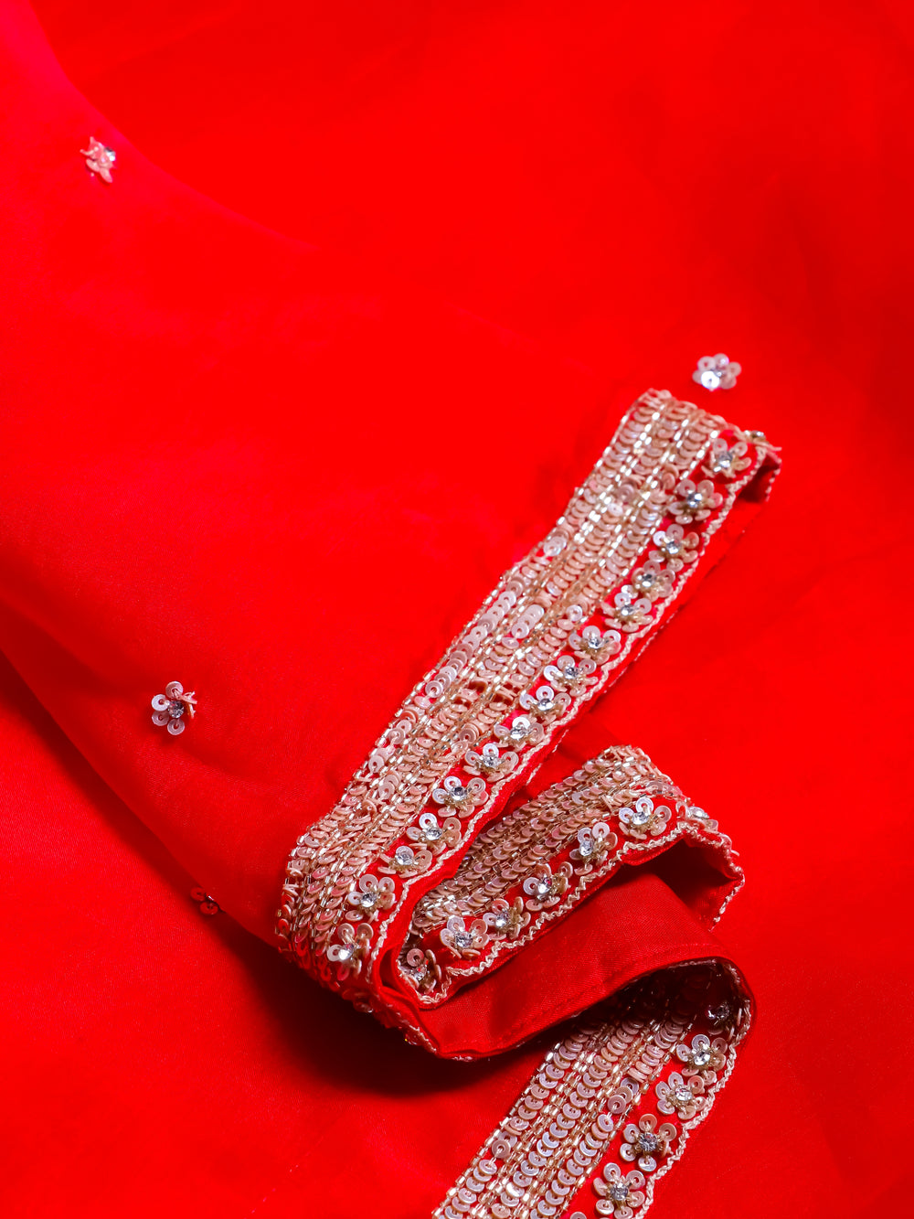 Designer Red Organza Silk Saree