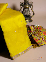 Designer Mustard Yellow Organza Silk Saree