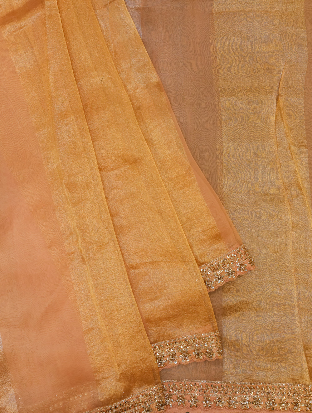 Designer Peach Tissue Silk Saree