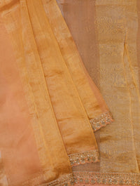 Designer Peach Tissue Silk Saree