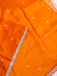 Designer Orange Kora Silk Saree