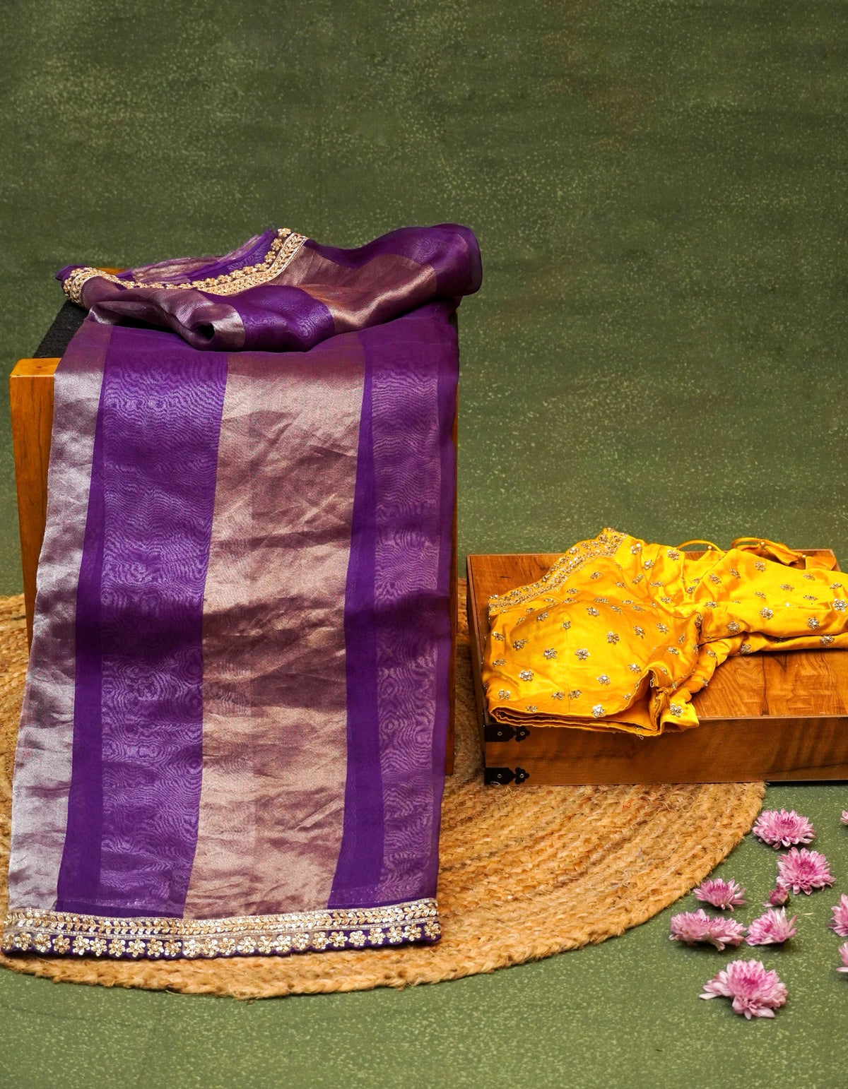 Designer Purple Tissue Silk Saree