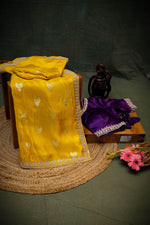 Designer Yellow Crepe Silk Saree