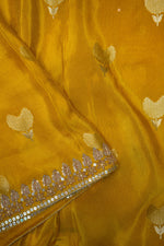 Designer Yellow Crepe Silk Saree