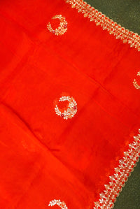 Designer Orange Organza Silk Saree