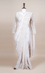 Designer White Organza Saree