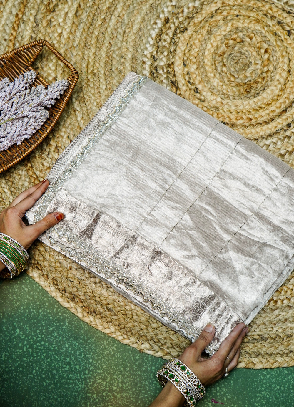 Handwoven Gold Banarasi Tissue Silk Saree