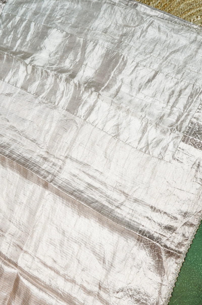 Handwoven Gold Banarasi Tissue Silk Saree