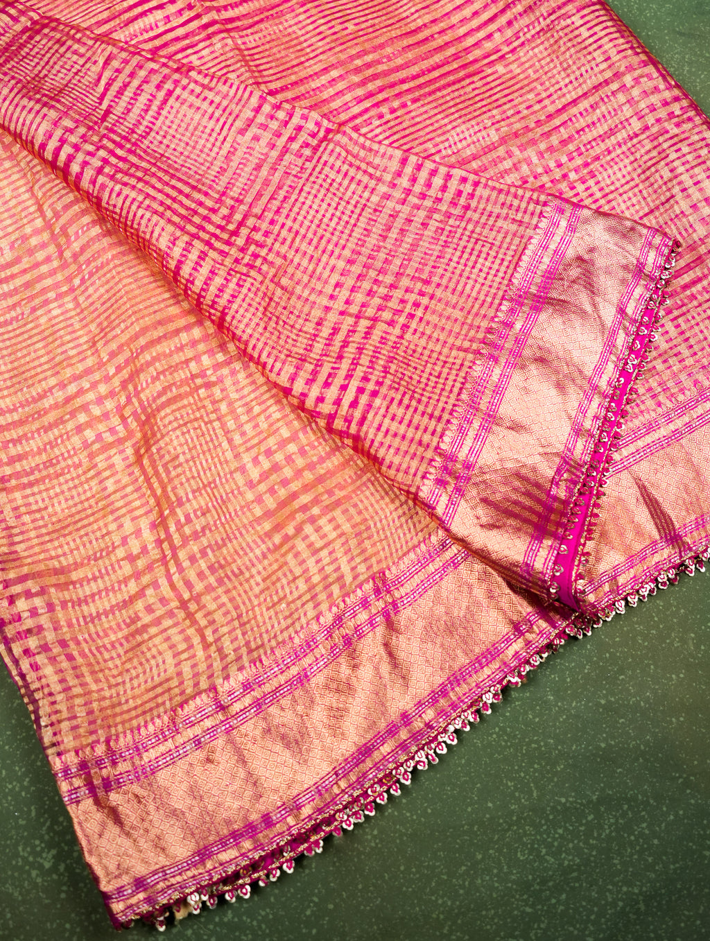 Handwoven Pink Banarasi Organza Saree