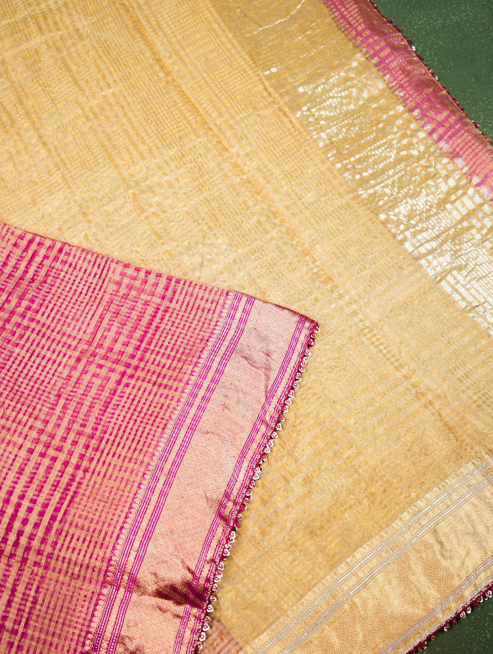 Handwoven Pink Banarasi Organza Saree