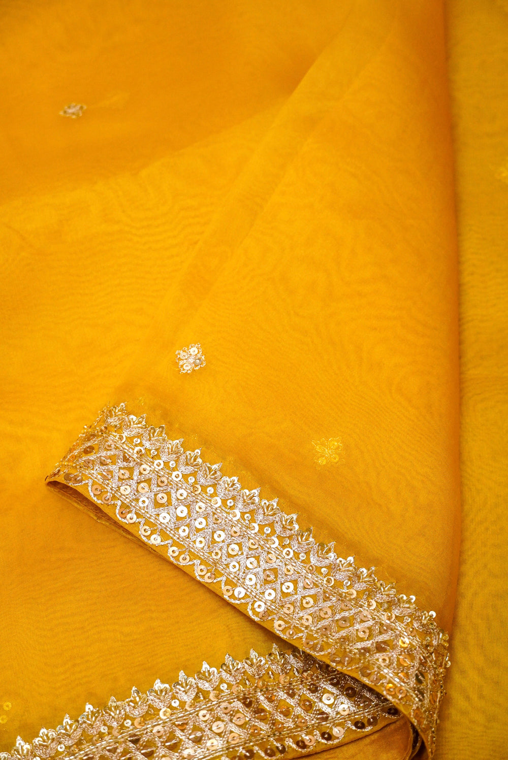 Designer Yellow Organza Silk Saree