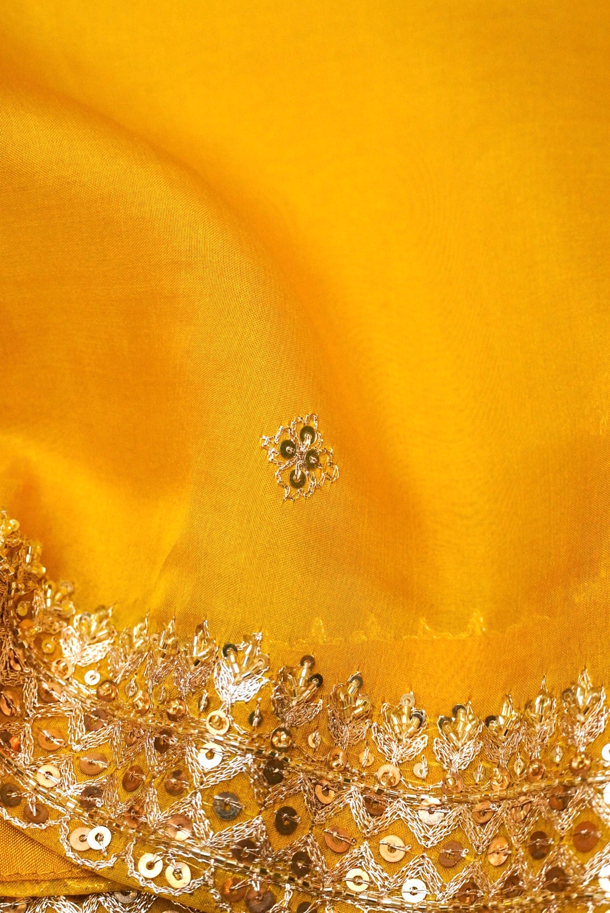 Designer Yellow Organza Silk Saree