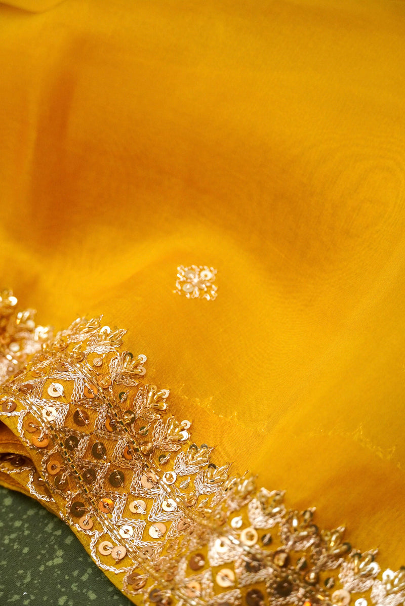 Designer Yellow Organza Silk Saree