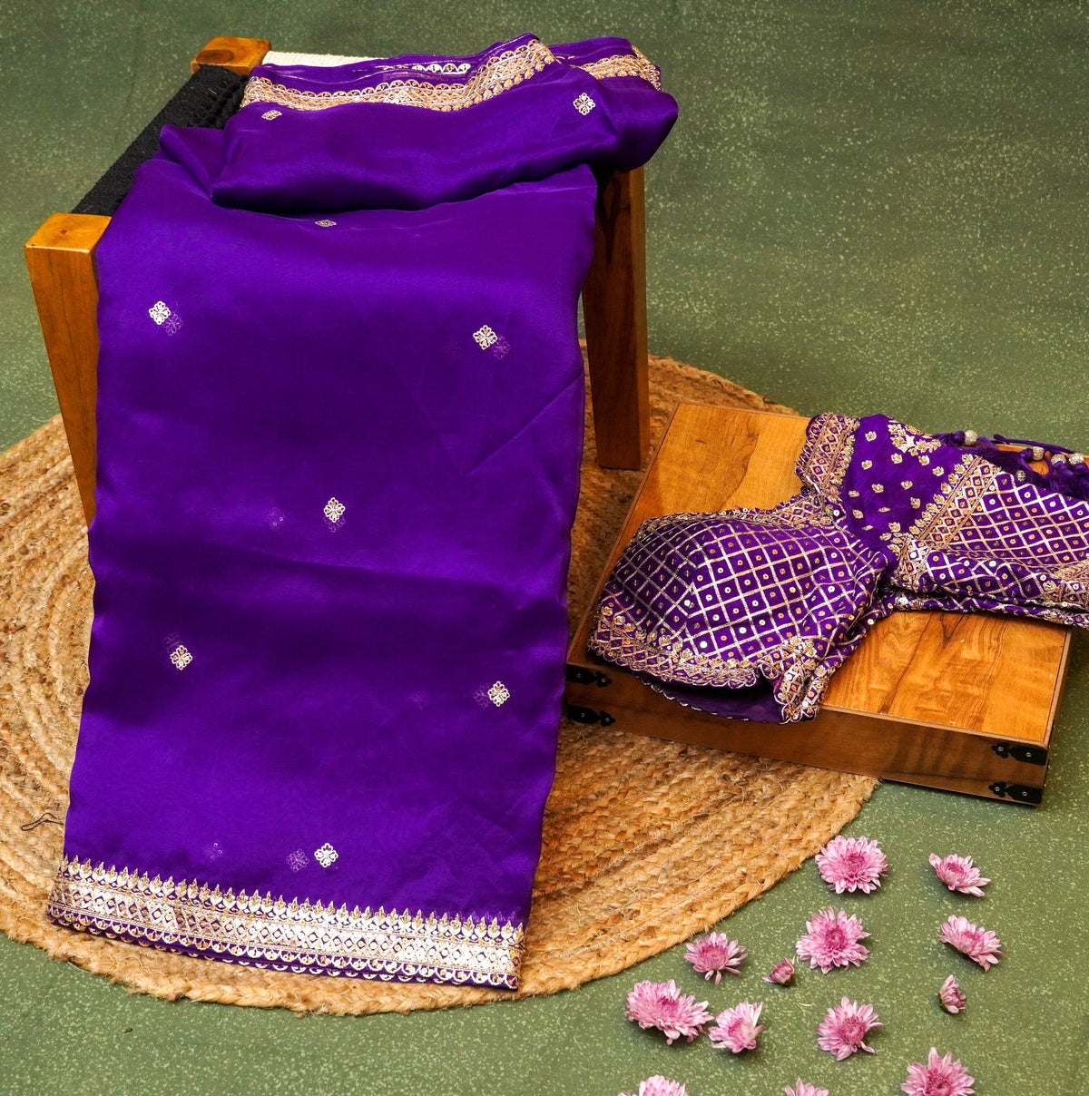 Designer Purple Organza Silk Saree