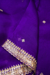 Designer Purple Organza Silk Saree