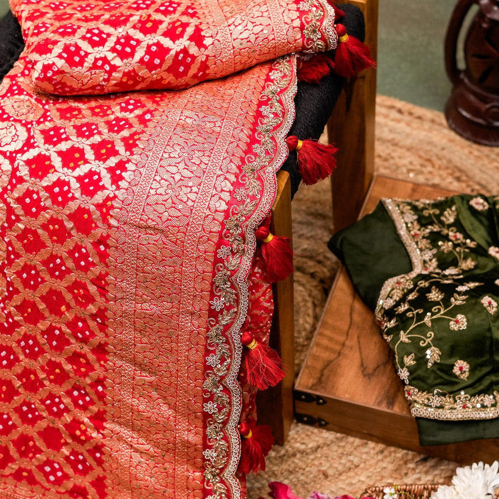 Designer Red Banarasi Georgette Saree