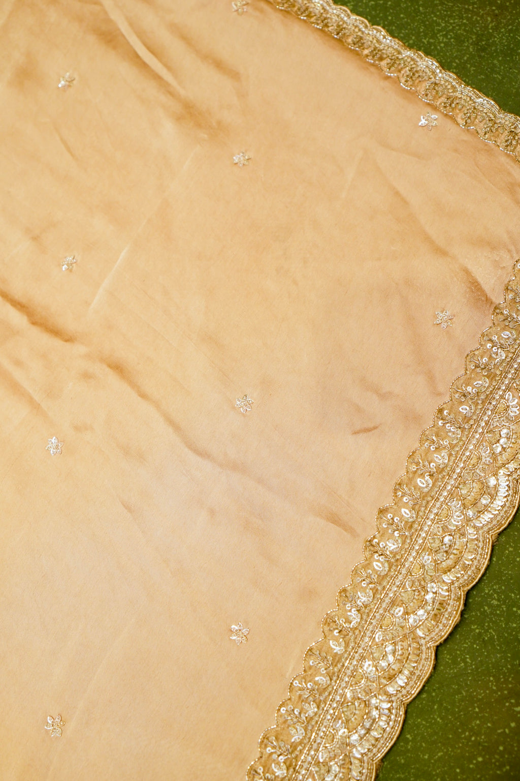 Designer Gold Crepe Silk Saree
