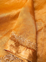 Handwoven Midnight Violet Embroidered Organza Silk Saree