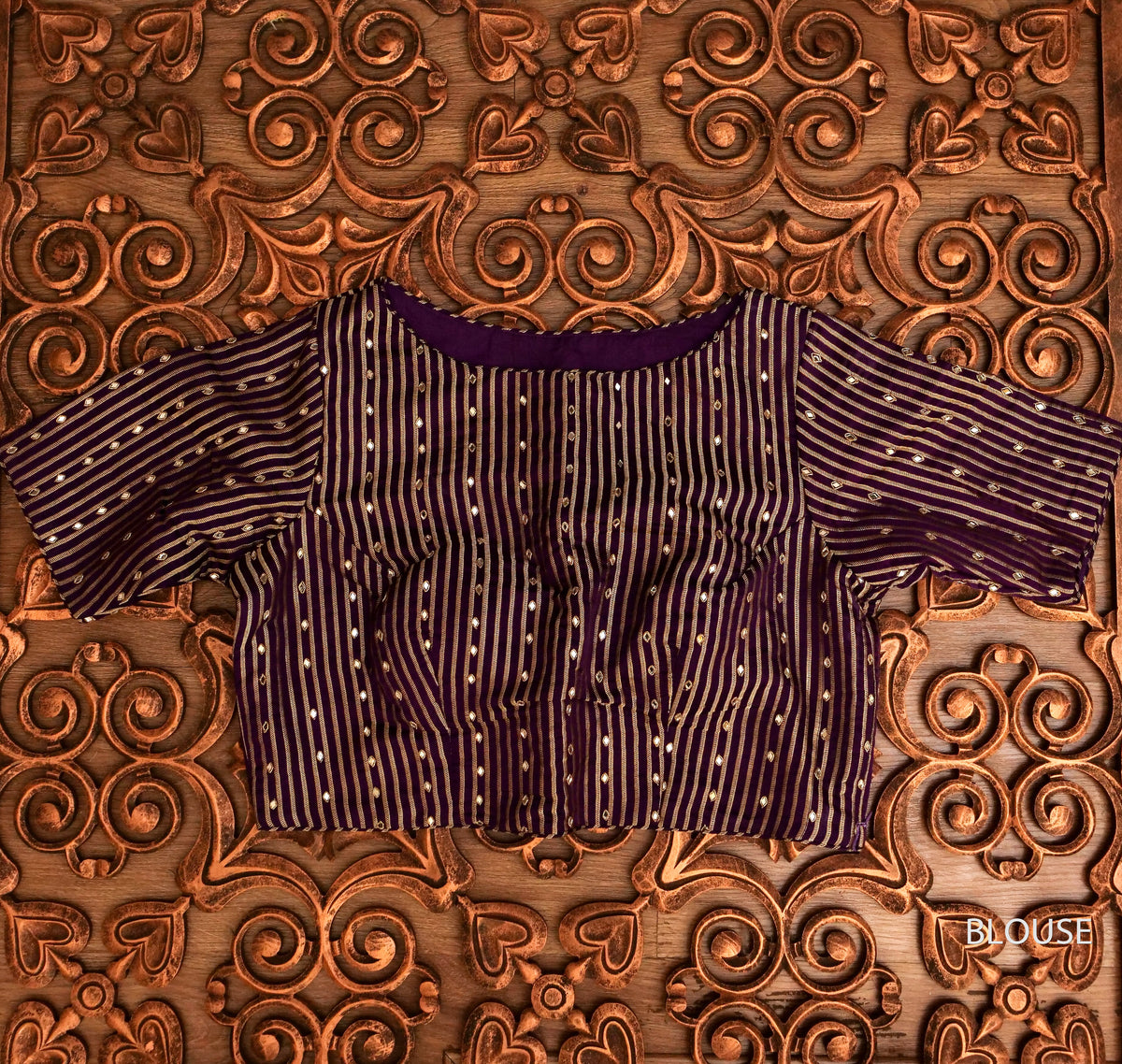 Handwoven Midnight Violet Embroidered Organza Silk Saree