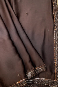 Handwoven Coffe Brown Banarasi Crepe Saree