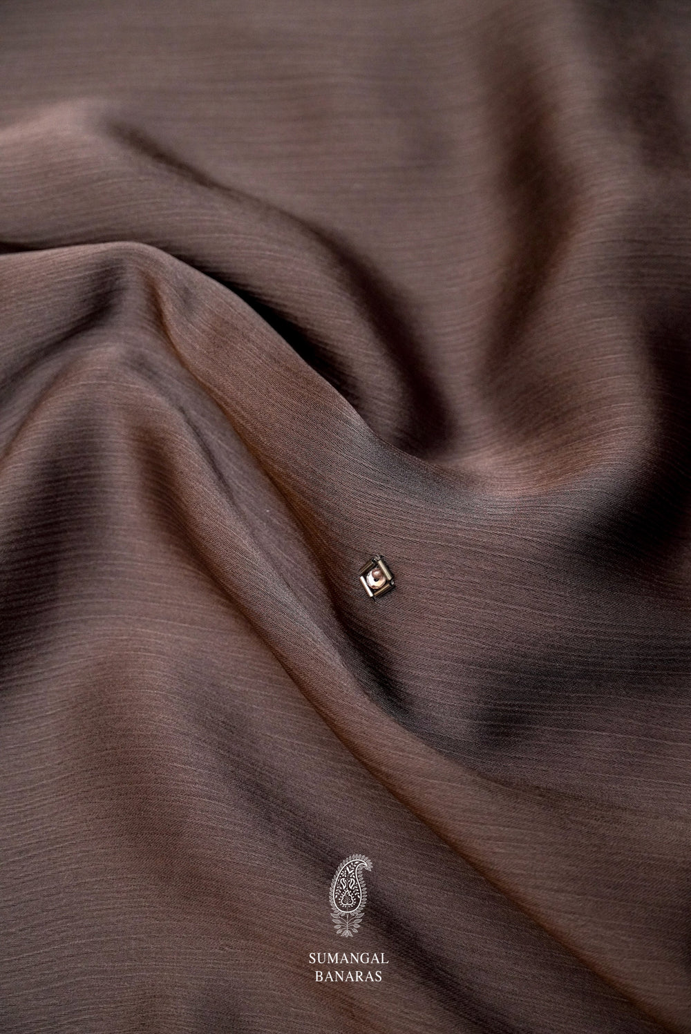 Handwoven Coffe Brown Banarasi Crepe Saree