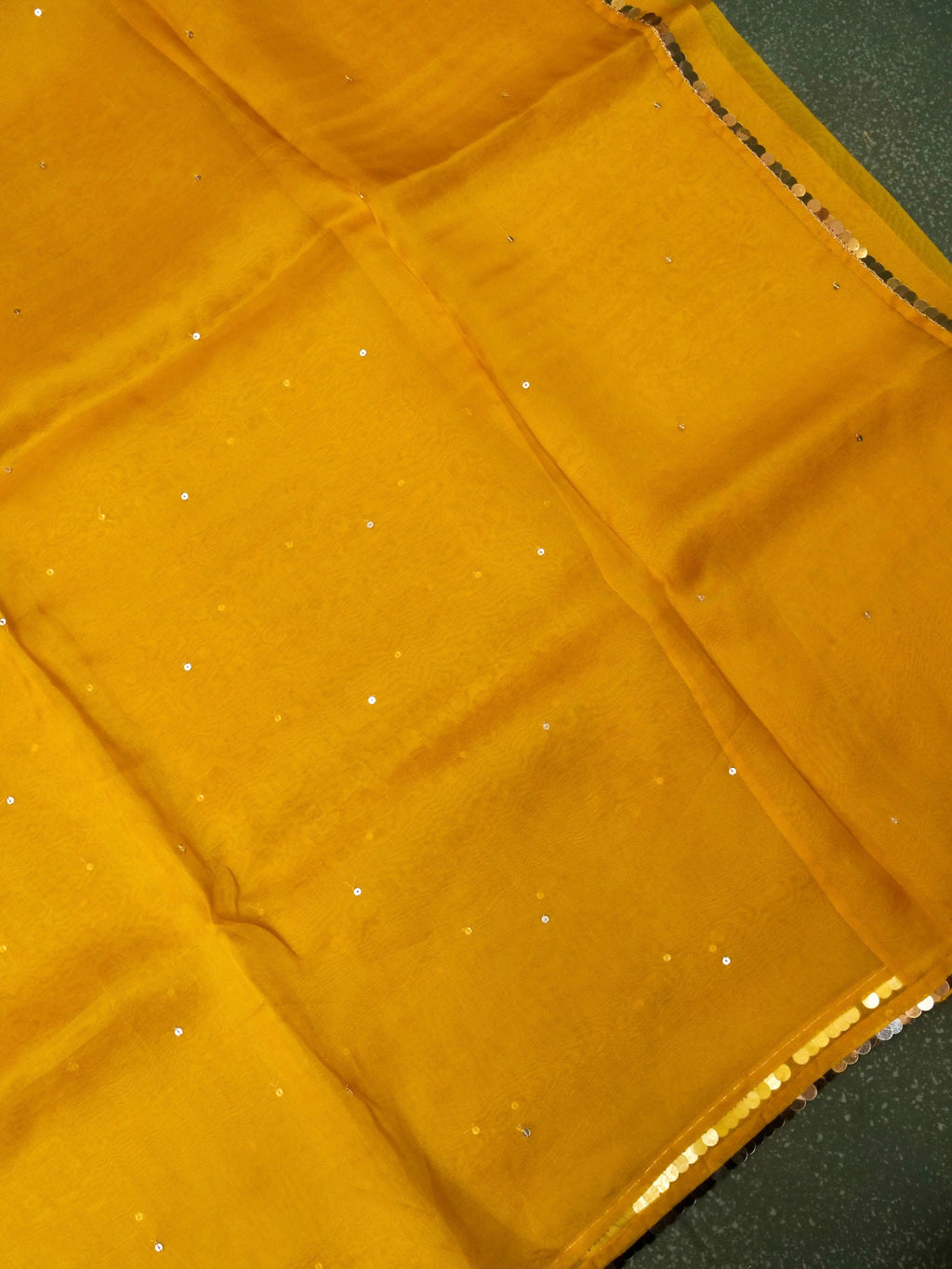 Designer Mustard Yellow Kora Silk Saree