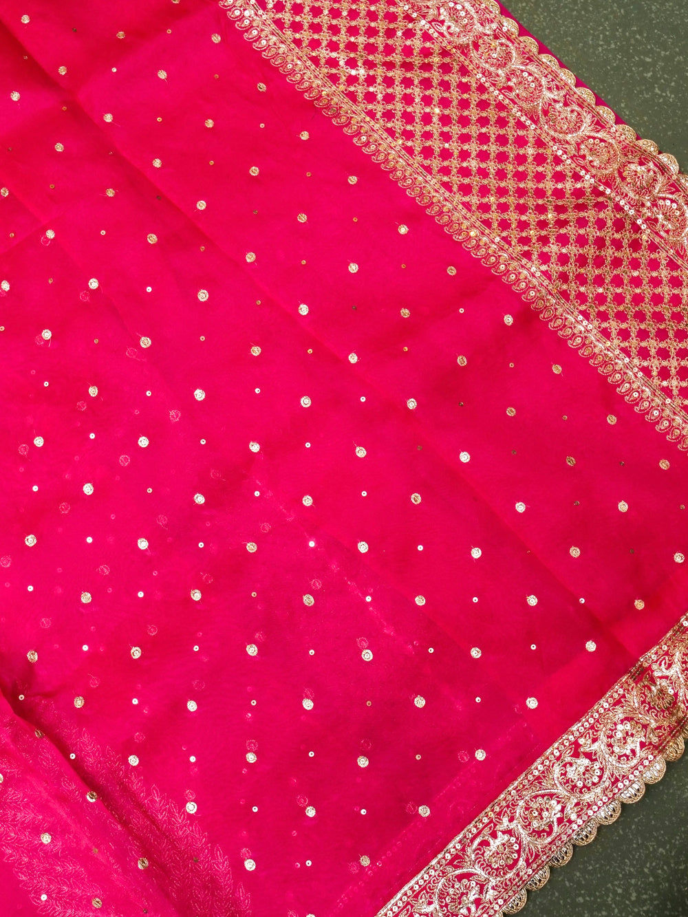 Designer Pink Organza Silk Saree