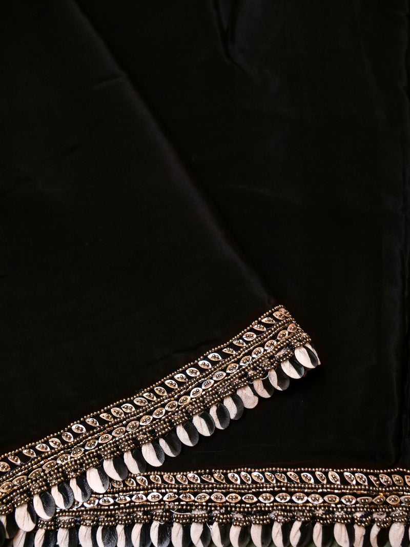 Designer Black Crepe Silk Saree