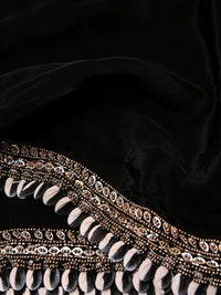 Designer Black Crepe Silk Saree