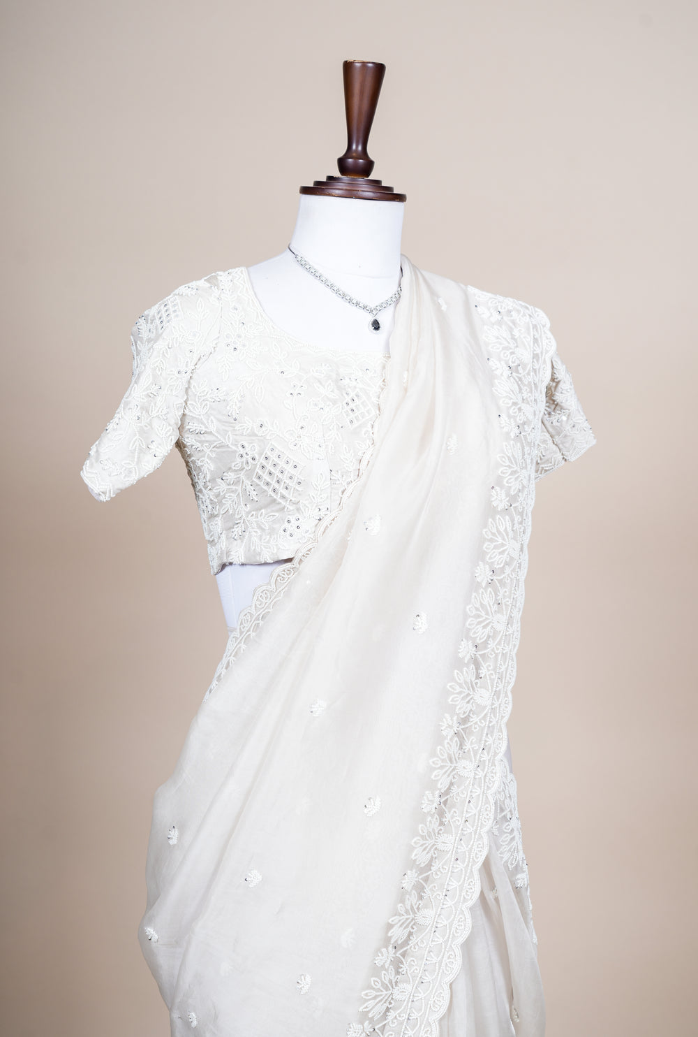 Designer White Organza Saree