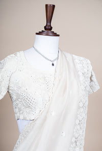 Designer White Organza Saree