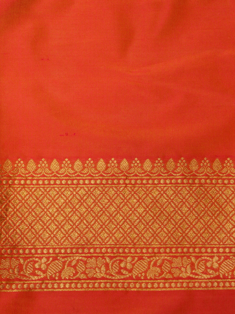 Handwoven Pantone Red Banarasi Katan Silk Saree