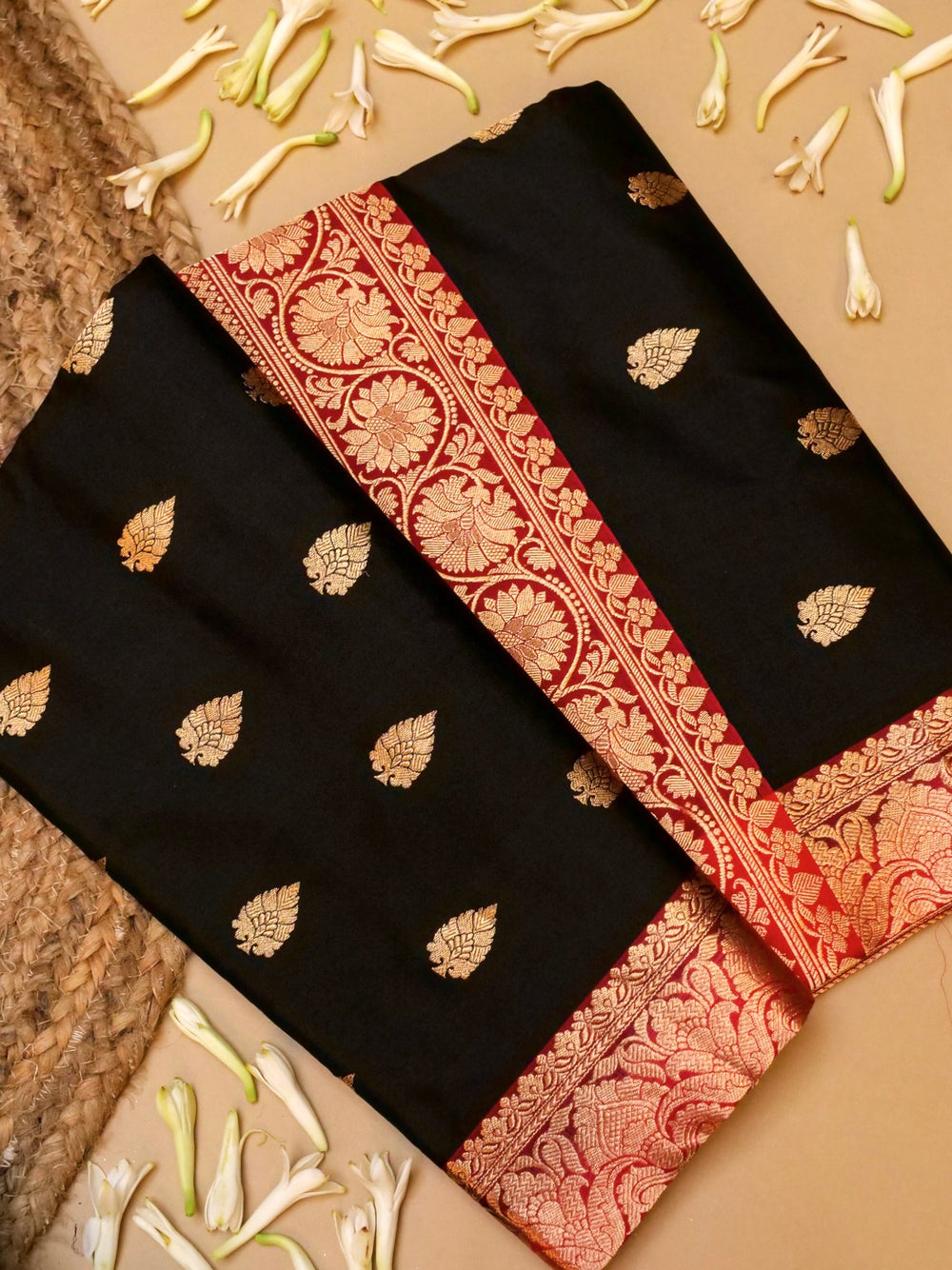 Handwoven Black Banarasi Katan Silk Saree