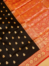 Handwoven Black Banarasi Katan Silk Saree