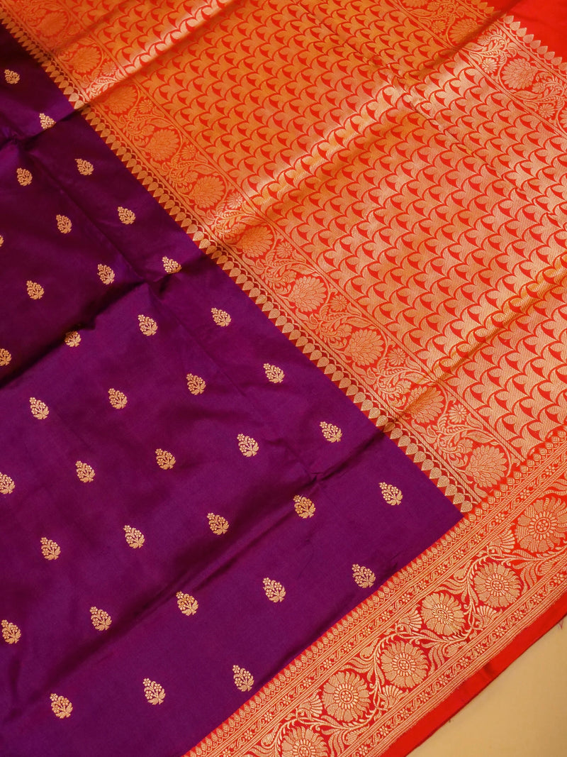 Handwoven Magenta  Banarasi Katan Silk Saree