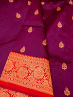 Handwoven Magenta  Banarasi Katan Silk Saree